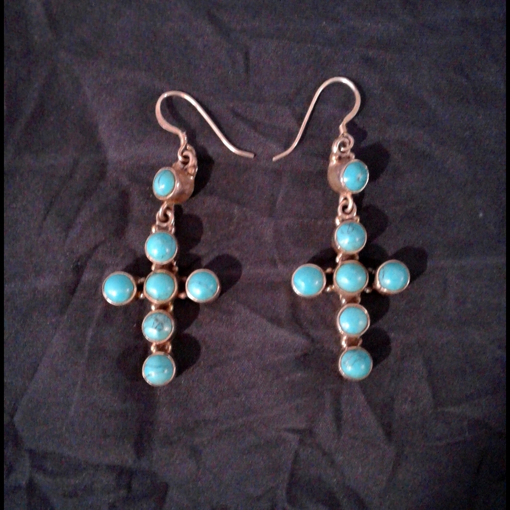 Darsroc Turquoise Cross Earrings